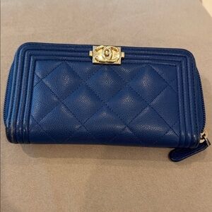 Chanel Blue Quilted Wallet - GUC 100% authentic.